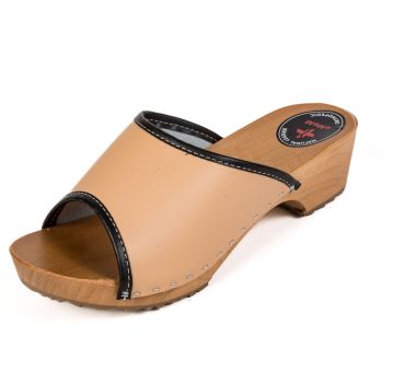 Polmar® Drewniaki  chodaki ortopedyczne damskie odkryte kolor brzoskwinia